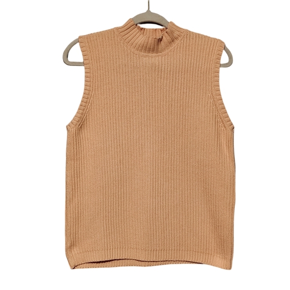 L.L. Bean Sweaters - VTG L.L. BEAN Women's Peach Mock Neck Sleeveless Sweater Vest Large Reg 90's